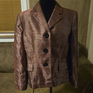 Jones Studio Shimmering Red & Black Blazer Jacket Size 14P